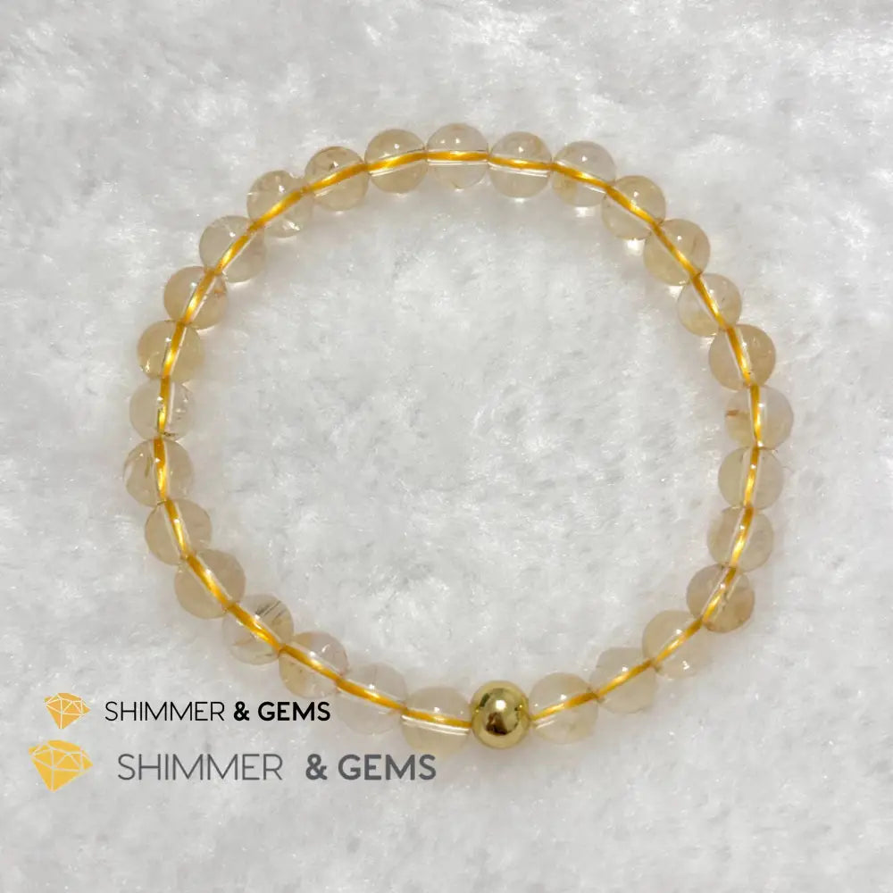 Citrine 6mm Bracelet with 14k gold filled bead Bracelets