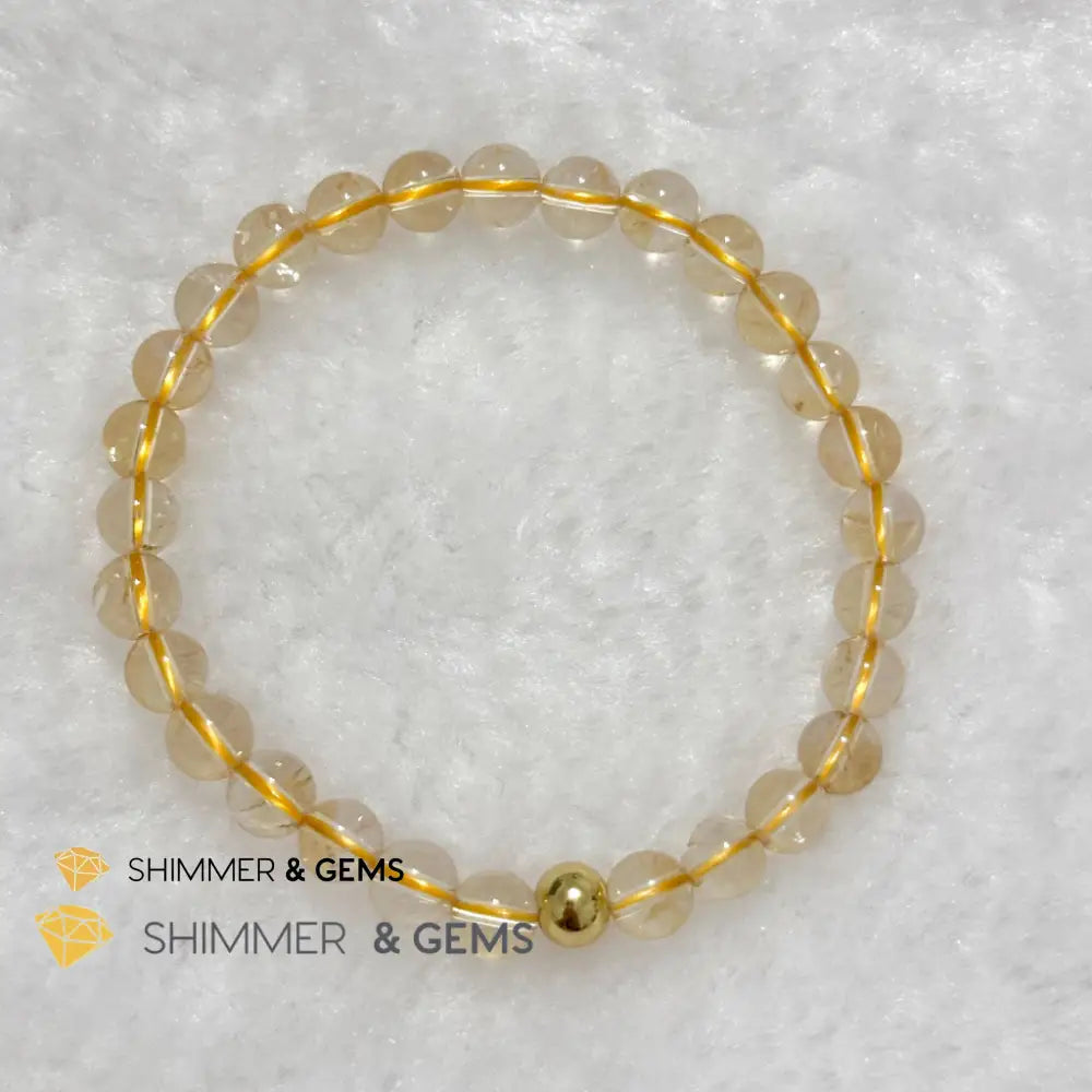 Citrine 6mm Bracelet with 14k gold filled bead Bracelets