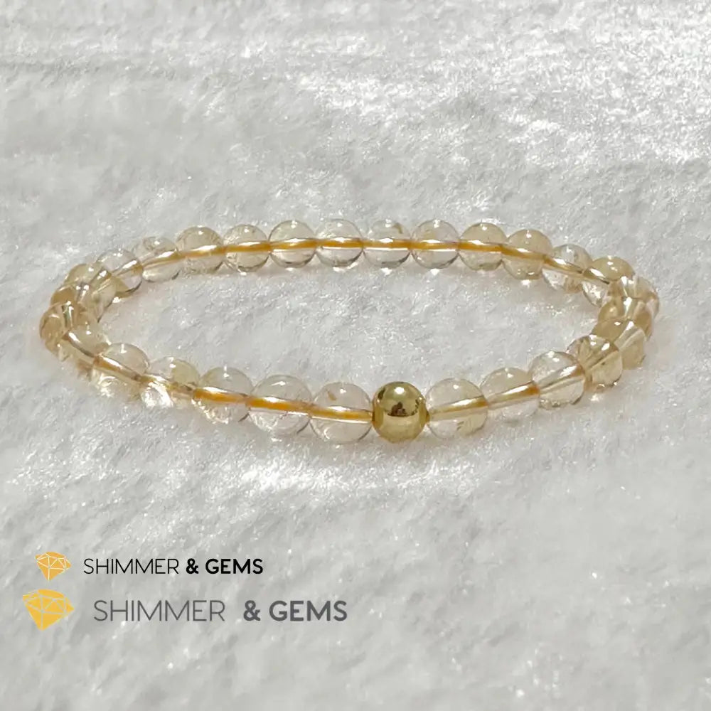 Citrine 6mm Bracelet with 14k gold filled bead Bracelets