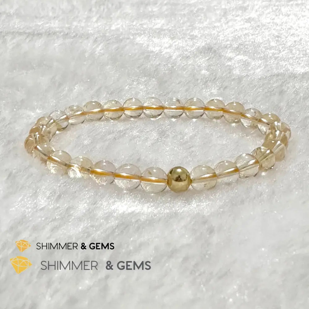 Citrine 6mm Bracelet with 14k gold filled bead Bracelets