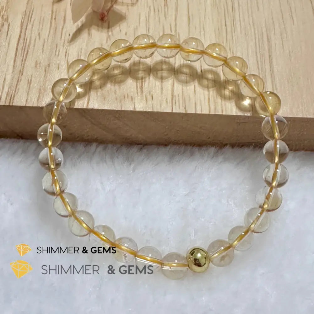 Citrine 6mm Bracelet with 14k gold filled bead Bracelets