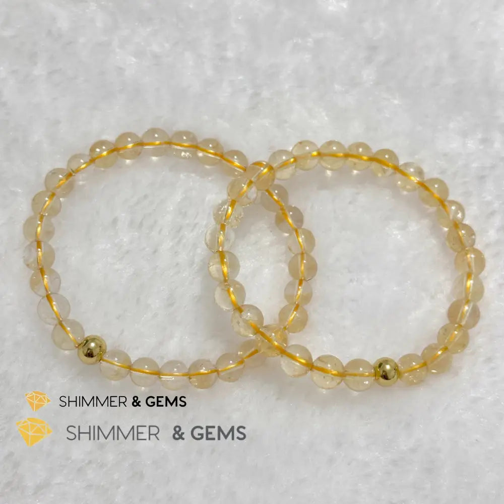 Citrine 6mm Bracelet with 14k gold filled bead Bracelets