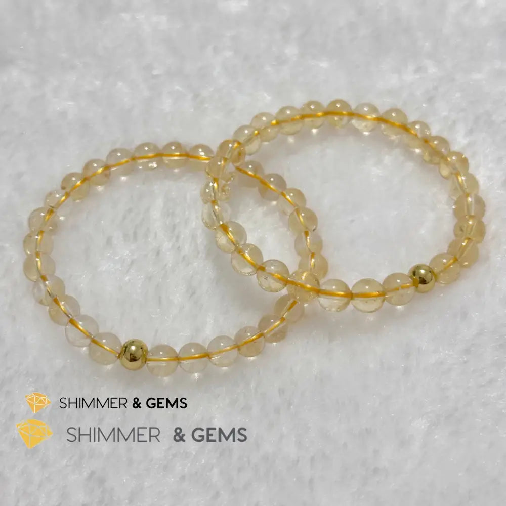 Citrine 6mm Bracelet with 14k gold filled bead Bracelets