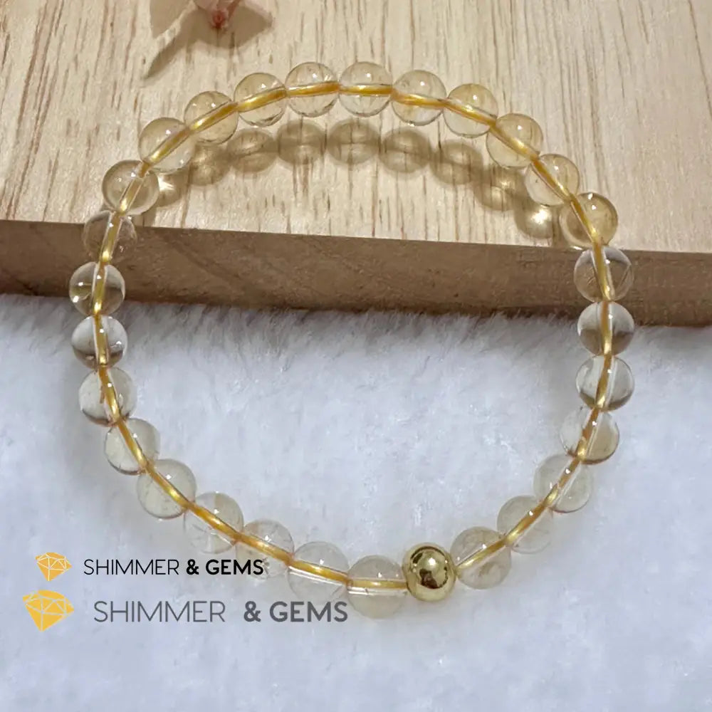 Citrine 6mm Bracelet with 14k gold filled bead Bracelets