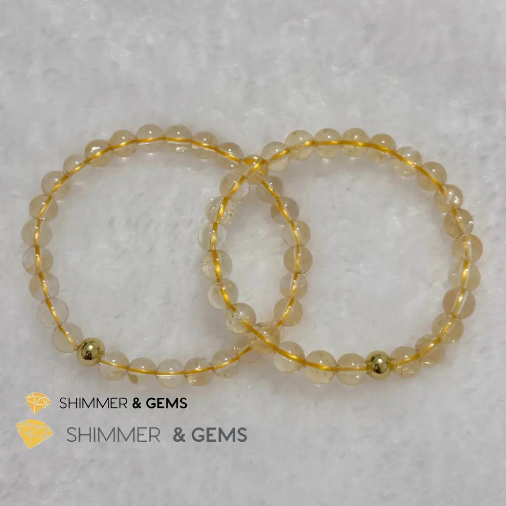 Citrine 6mm Bracelet with 14k gold filled bead Bracelets