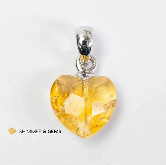 Citrine 8mm Heart 925 Silver Pendant (Radiant Abundance) 8mm heart pendant Charms & Pendants