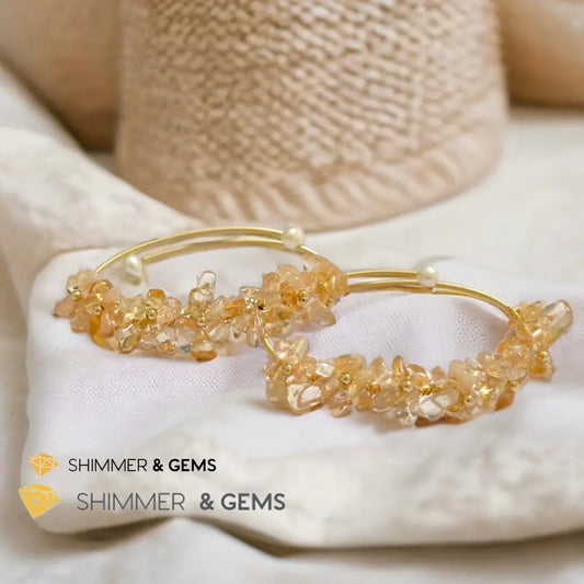 Citrine Bangle (Handmade Wirewrapped 14k gold filled) Adjustable Size Bangle Bracelets