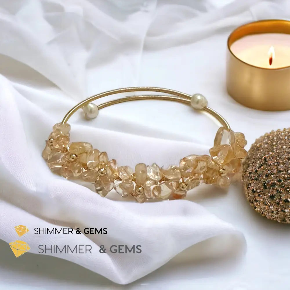 Citrine Bangle (Handmade Wirewrapped 14k gold filled) Adjustable Size Bangle Bracelets