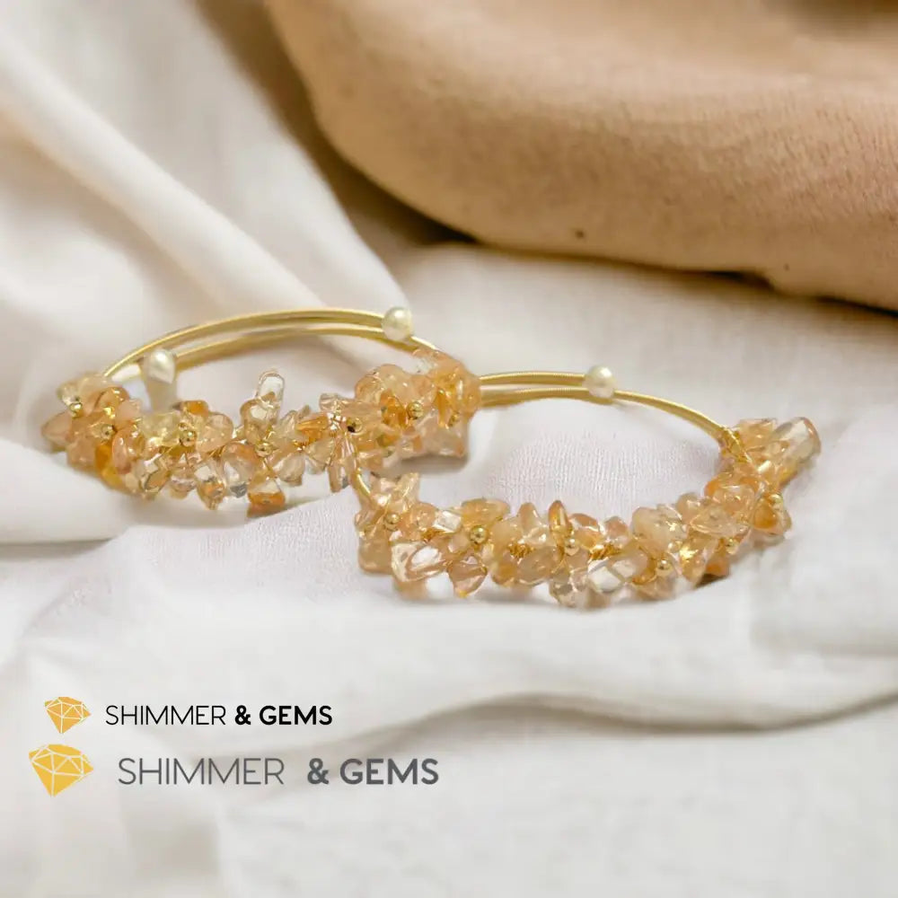Citrine Bangle (Handmade Wirewrapped 14k gold filled) Adjustable Size Bangle Bracelets