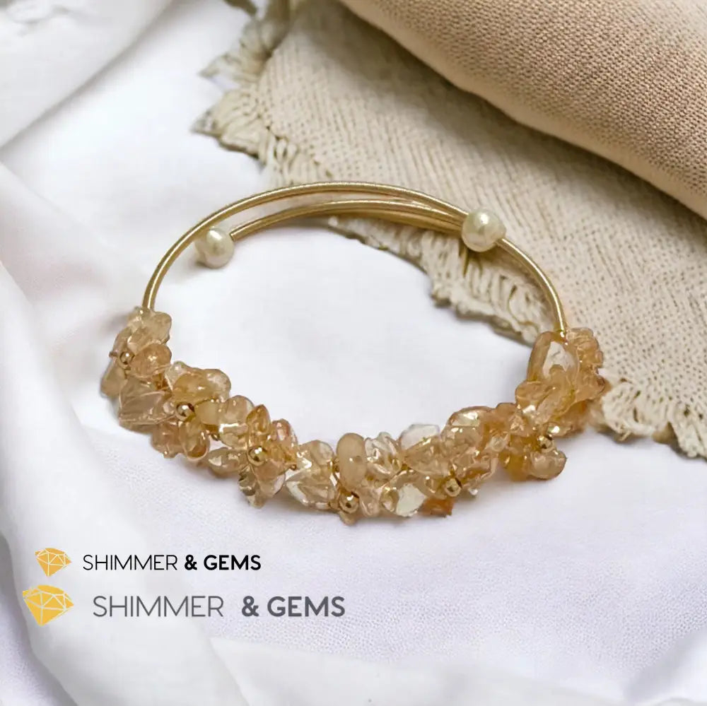 Citrine Bangle (Handmade Wirewrapped 14k gold filled) Adjustable Size Bangle Bracelets