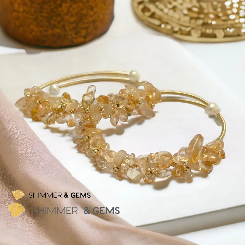 Citrine Bangle (Handmade Wirewrapped 14k gold filled) Adjustable Size Bangle Bracelets
