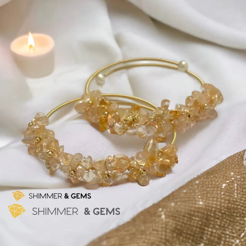 Citrine Bangle (Handmade Wirewrapped 14k gold filled) Adjustable Size Bangle Bracelets