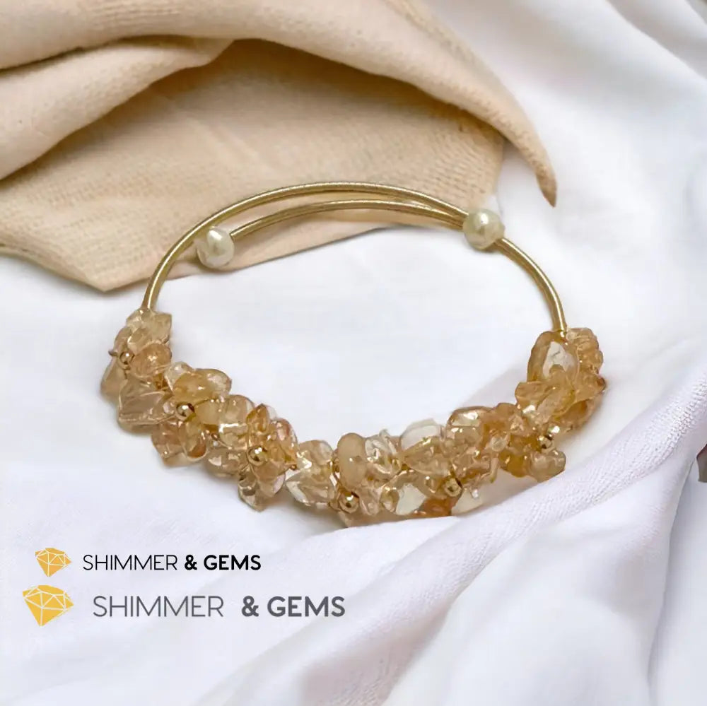 Citrine Bangle (Handmade Wirewrapped 14k gold filled) Adjustable Size Bangle Bracelets