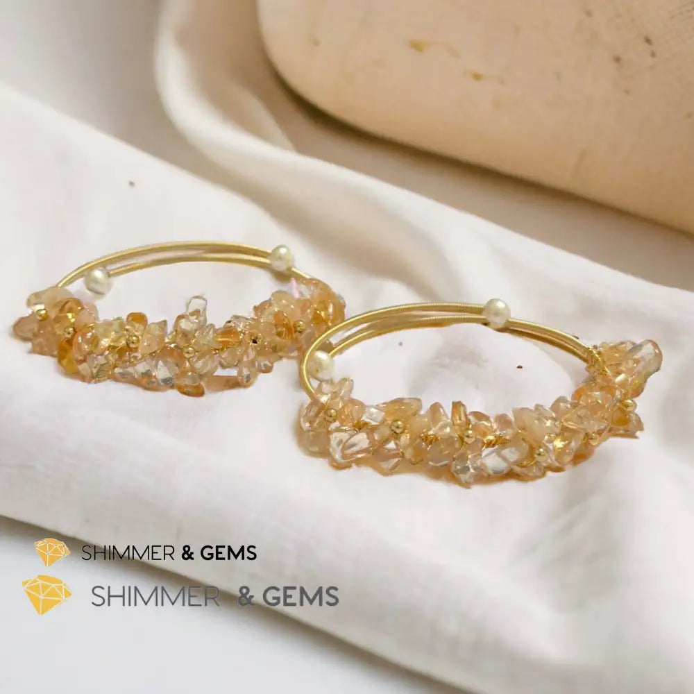 Citrine Bangle (Handmade Wirewrapped 14k gold filled) Adjustable Size Bangle Bracelets