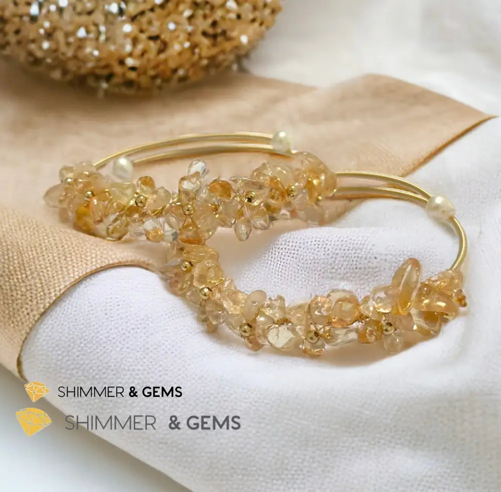 Citrine Bangle (Handmade Wirewrapped 14k gold filled) Adjustable Size Bangle Bracelets