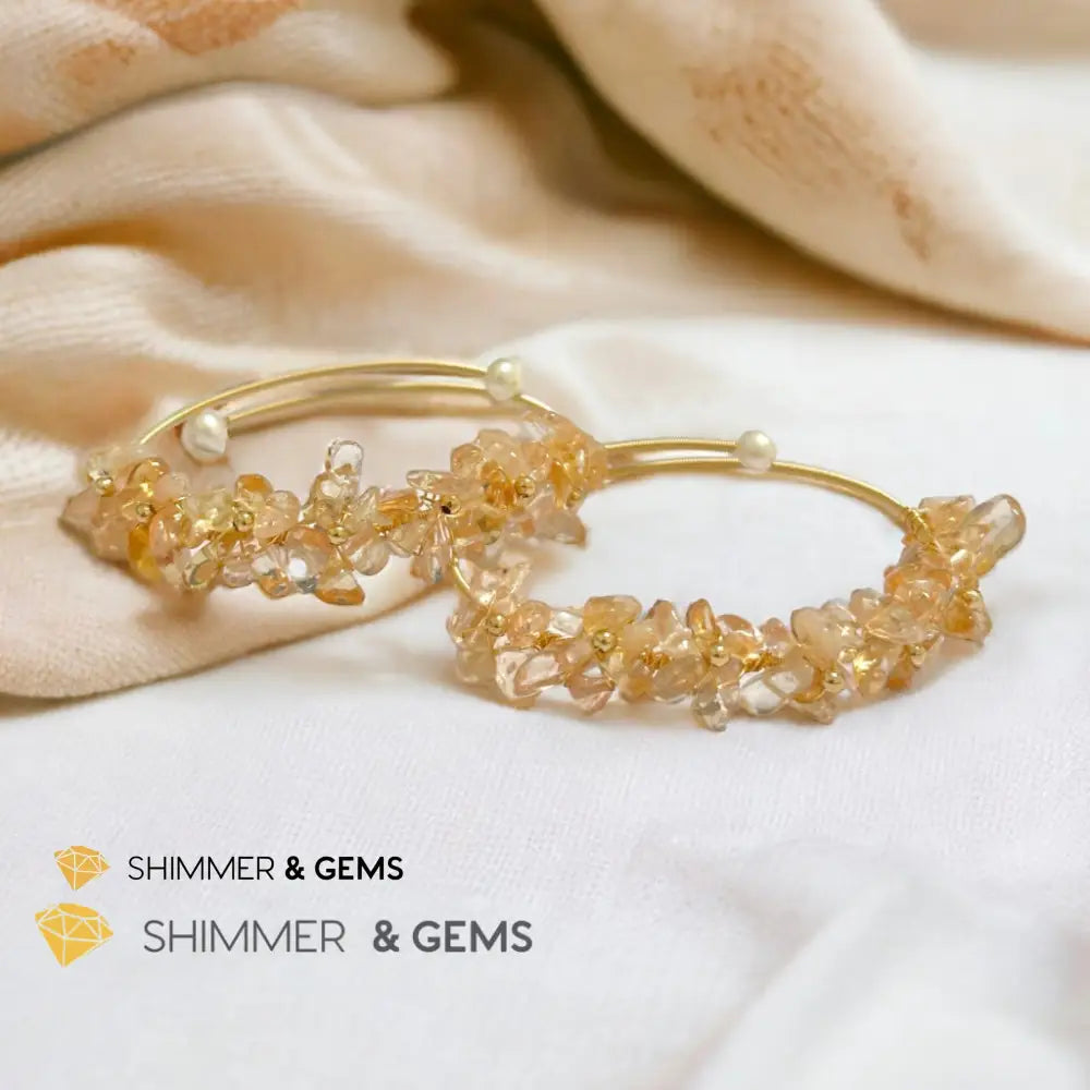 Citrine Bangle (Handmade Wirewrapped 14k gold filled) Adjustable Size Bangle Bracelets