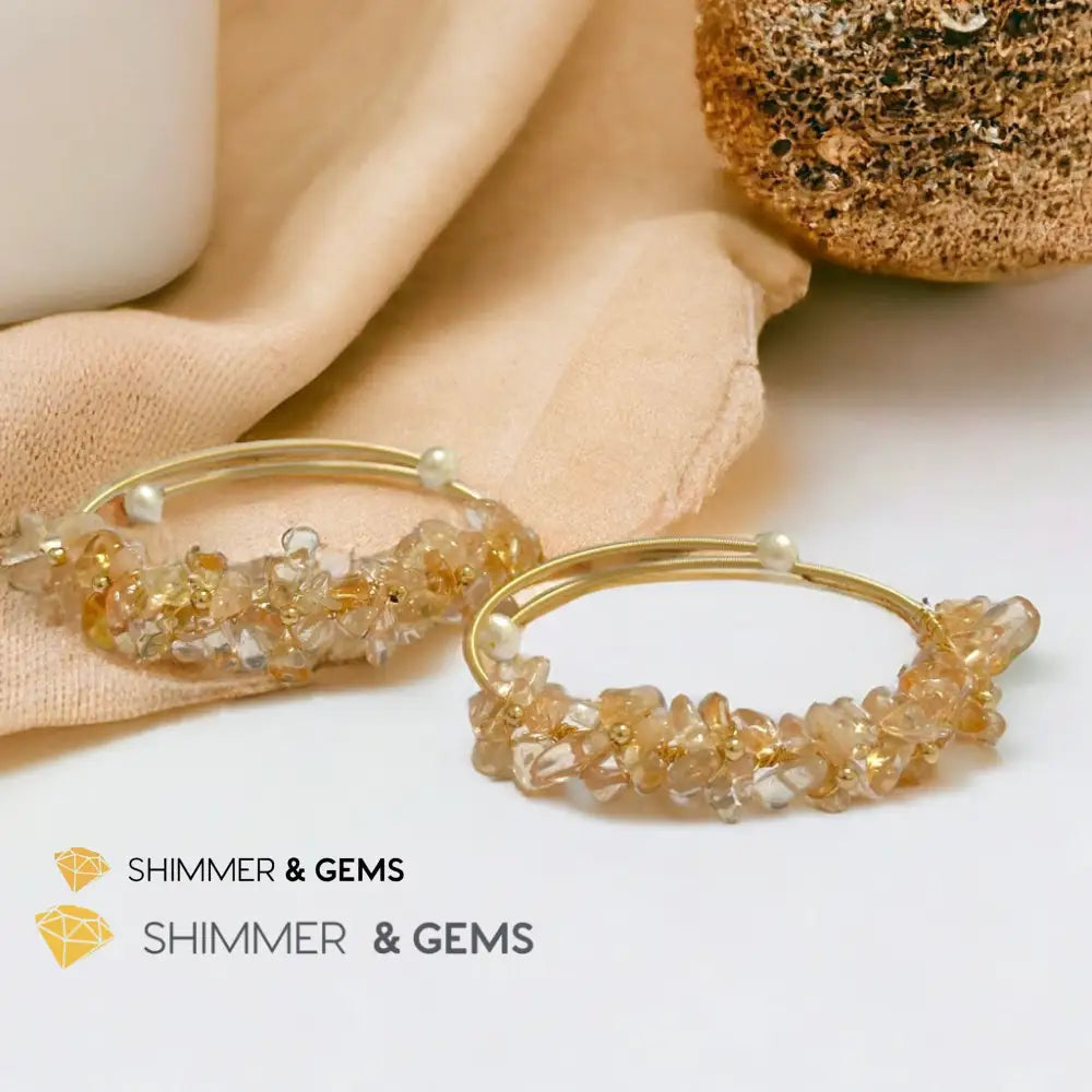 Citrine Bangle (Handmade Wirewrapped 14k gold filled) Adjustable Size Bangle Bracelets