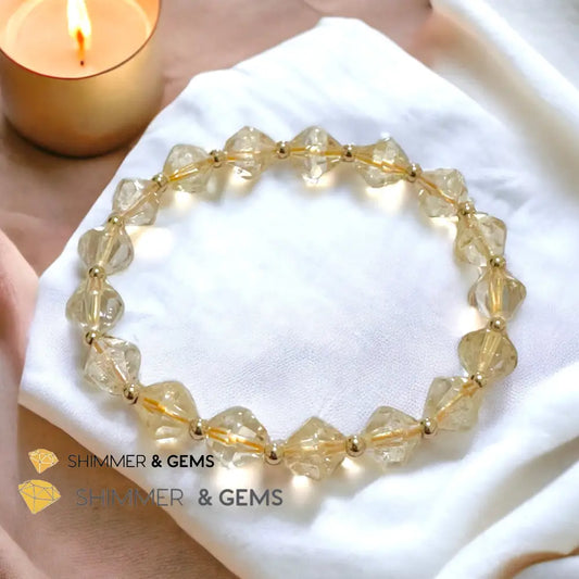 Citrine Bi-cone 8mm Bracelet with 14k Gold Filled (AAA Grade) 5.5” Bracelets