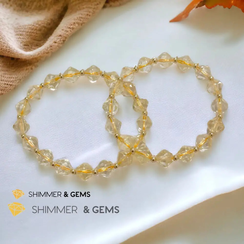 Citrine Bi-cone 8mm Bracelet with 14k Gold Filled (AAA Grade) Bracelets