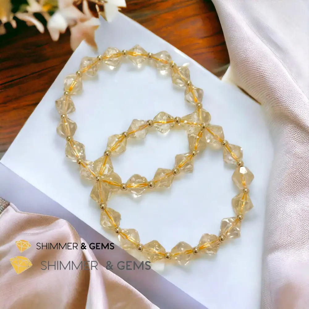 Citrine Bi-cone 8mm Bracelet with 14k Gold Filled (AAA Grade) Bracelets