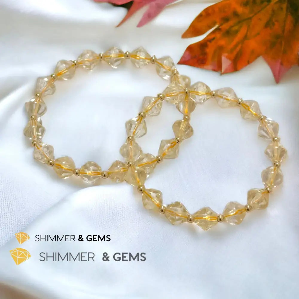 Citrine Bi-cone 8mm Bracelet with 14k Gold Filled (AAA Grade) Bracelets