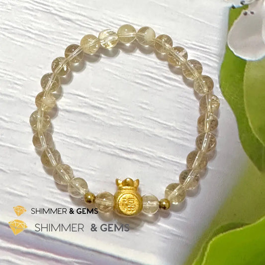Citrine Money Bag Bracelet 6mm (24K Gold Filled Brass) 5.5”