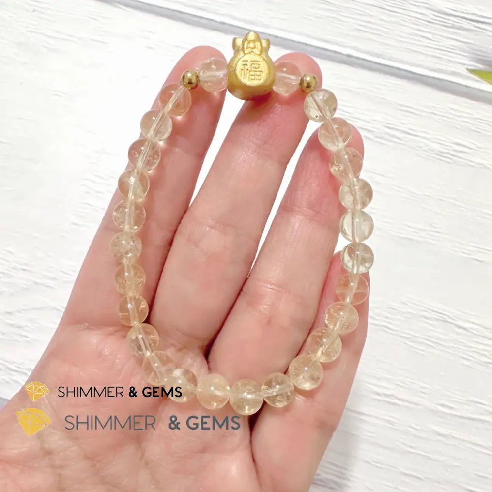 Citrine Money Bag Bracelet 6mm (24K Gold Filled Brass)