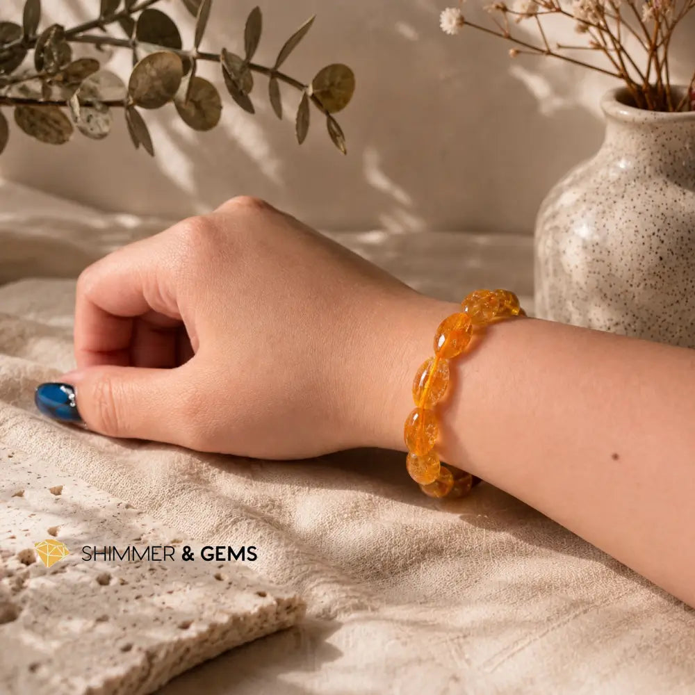 Citrine Natural 10mm Oval Bracelet