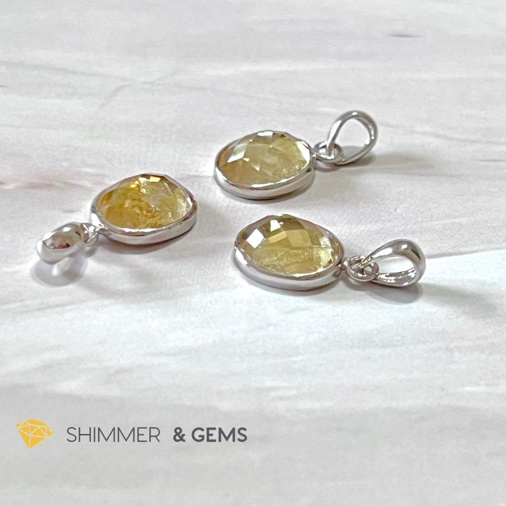 Citrine Oval 925 Silver Pendant