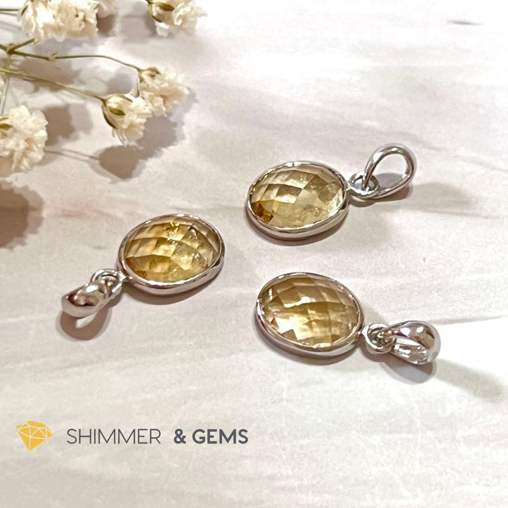Citrine Oval 925 Silver Pendant