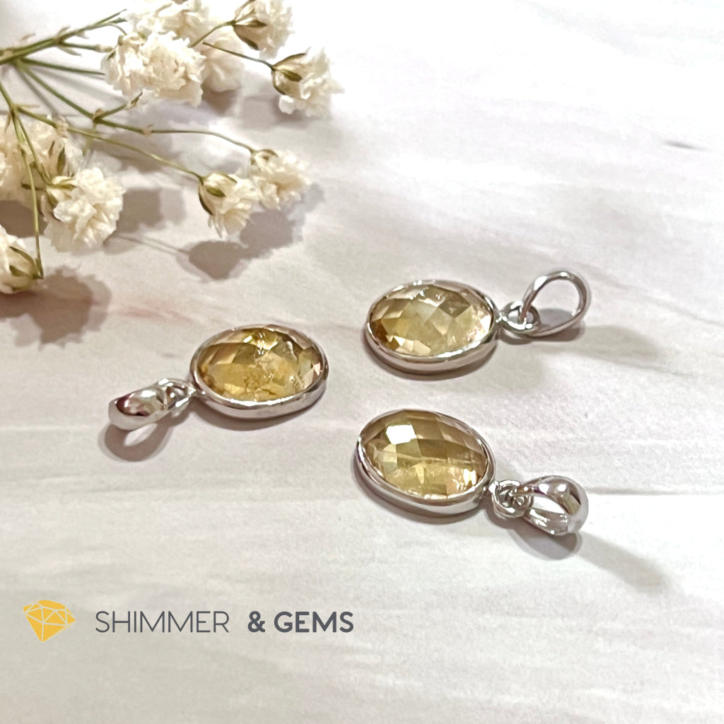 Citrine Oval 925 Silver Pendant