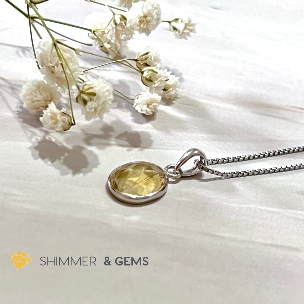 Citrine Oval 925 Silver Pendant