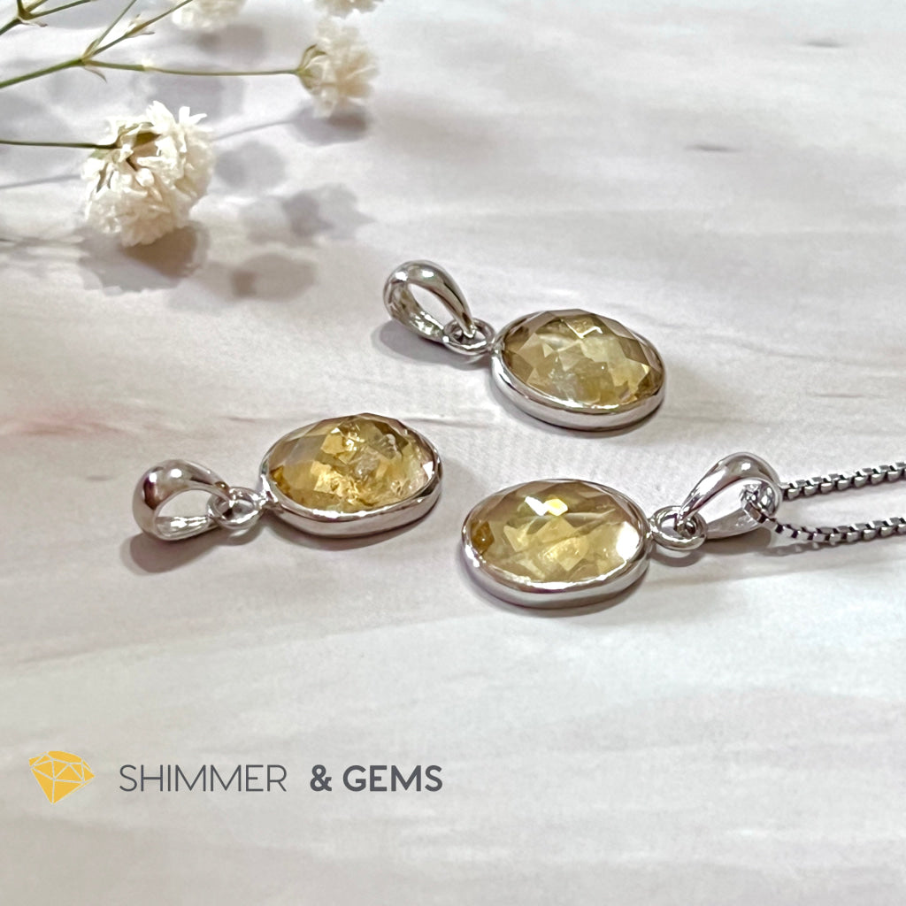 Citrine Oval 925 Silver Pendant