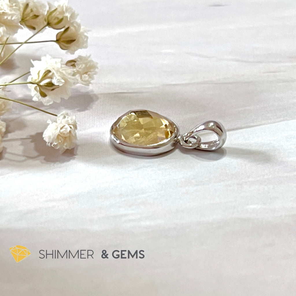 Citrine Oval 925 Silver Pendant 8X10Mm (Pendant Only)