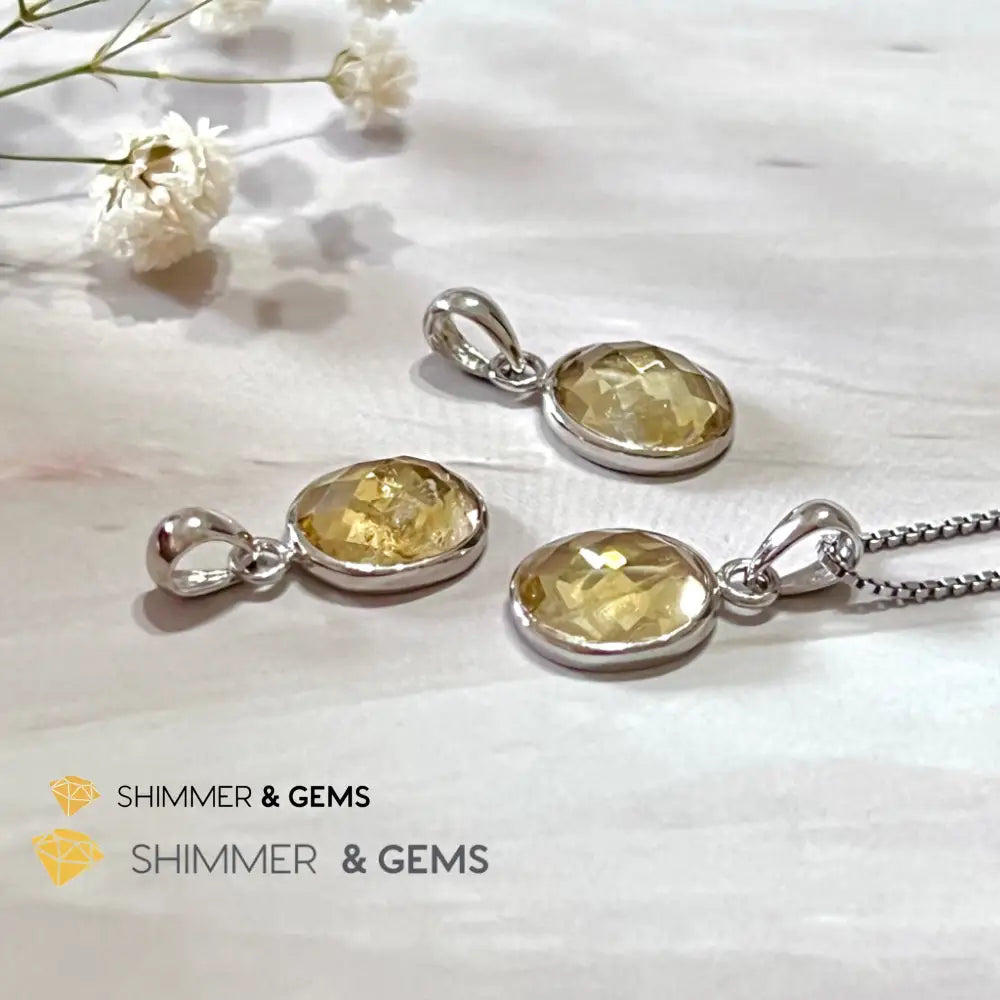Citrine Oval 925 Silver Pendant