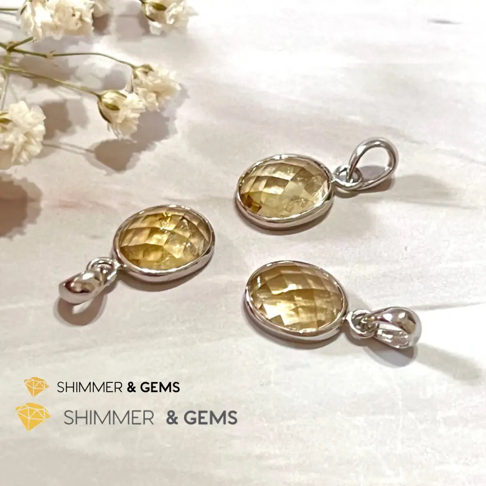 Citrine Oval 925 Silver Pendant
