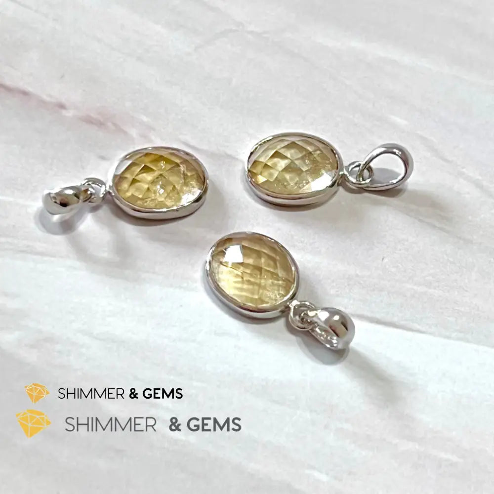 Citrine Oval 925 Silver Pendant