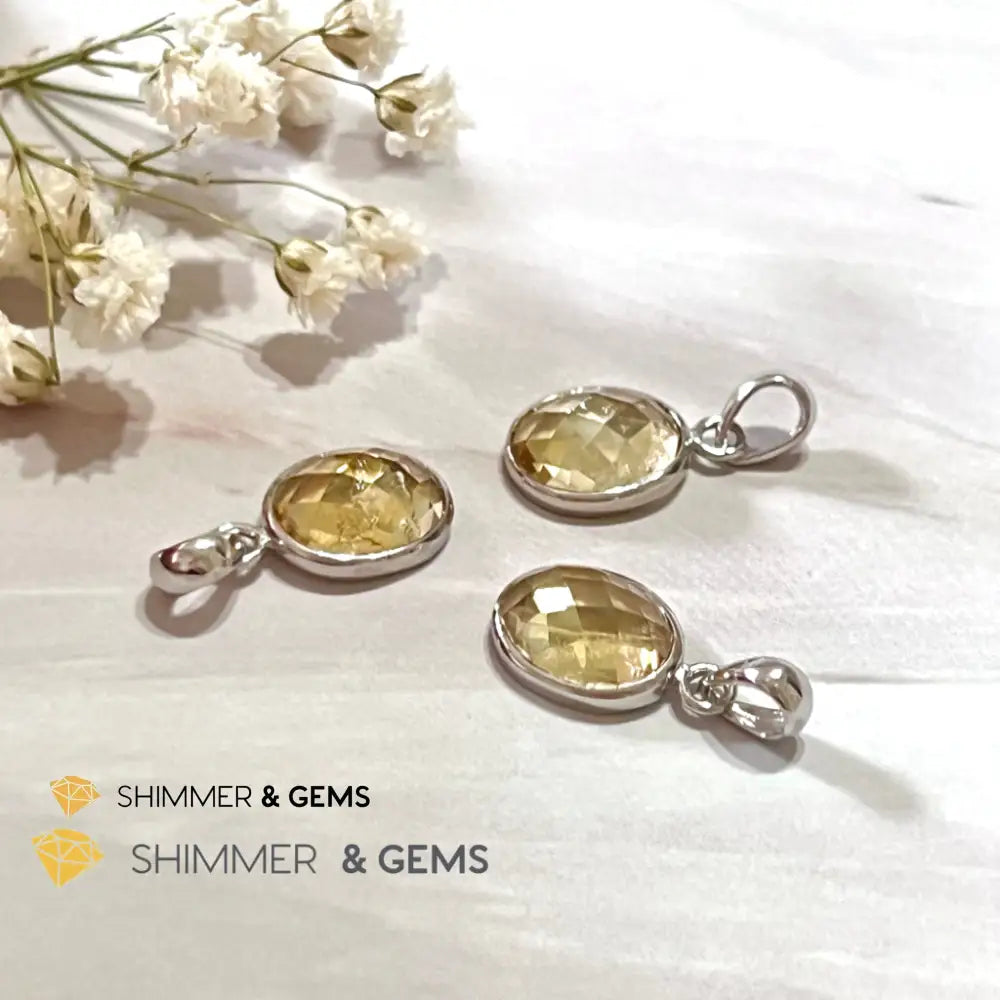 Citrine Oval 925 Silver Pendant