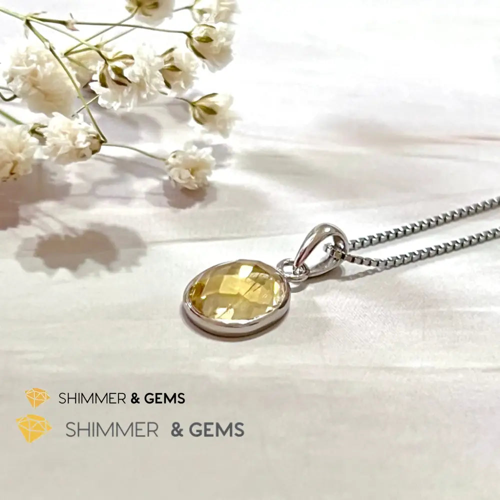 Citrine Oval 925 Silver Pendant
