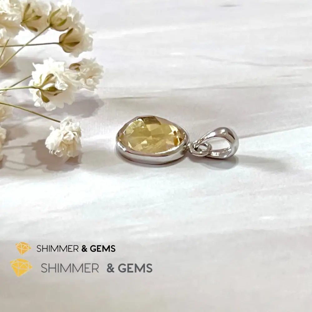 Citrine Oval 925 Silver Pendant 8X10Mm (Pendant Only)