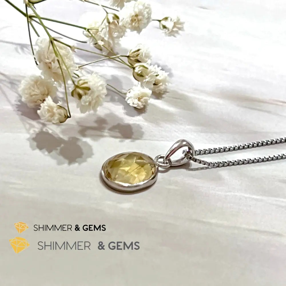 Citrine Oval 925 Silver Pendant