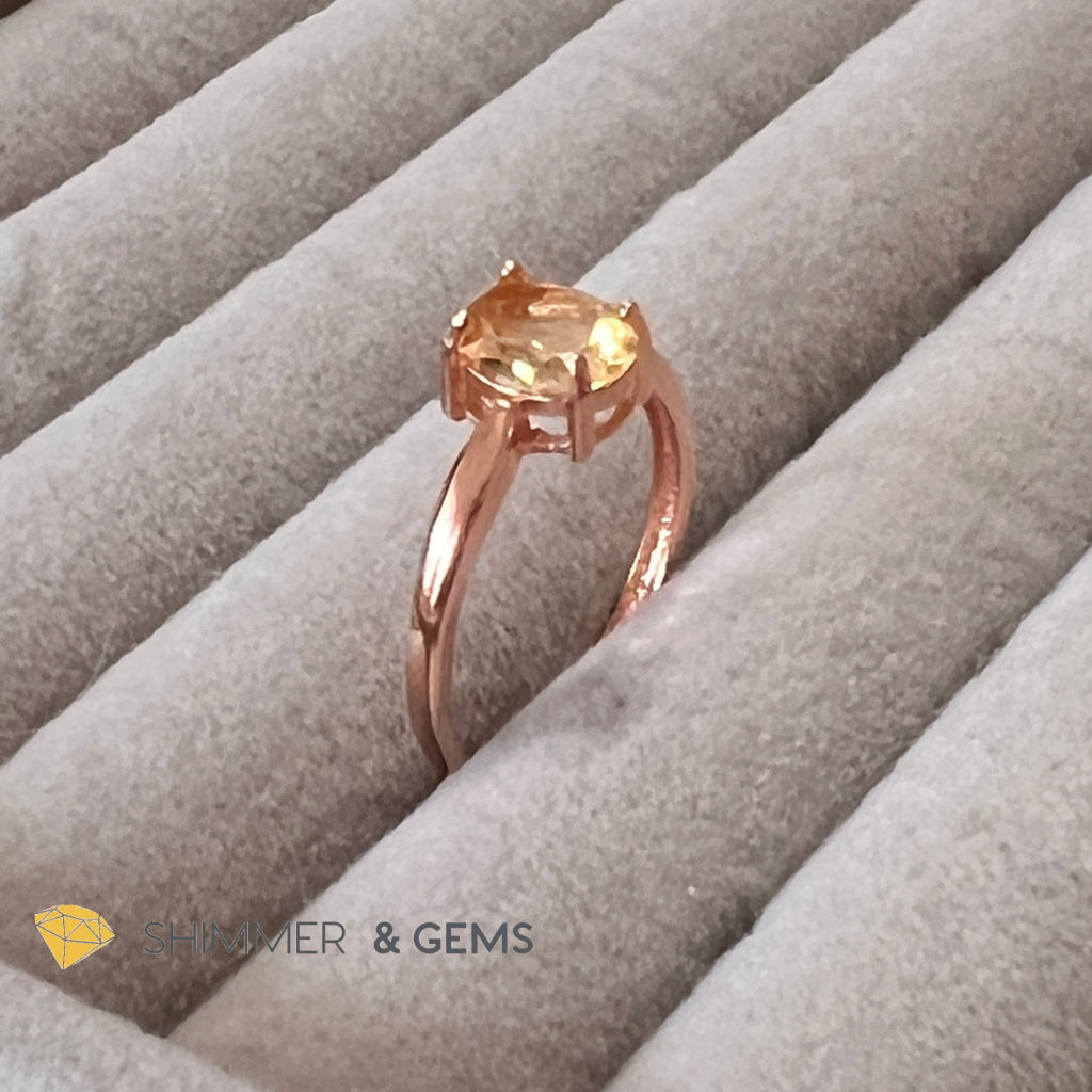 Citrine Oval 925 Rings (Rose Gold)Adjustable
