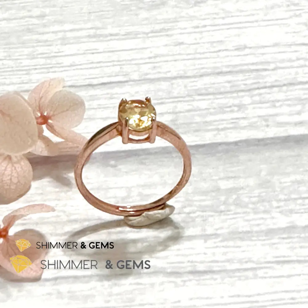Citrine Oval 925 Silver Rings (Rose Gold)Adjustable Adjustable Ring (Per Piece) Rings