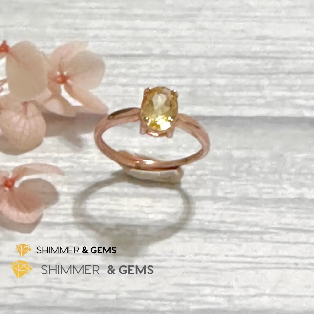 Citrine Oval 925 Silver Rings (Rose Gold)Adjustable Adjustable Ring (Per Piece) Rings