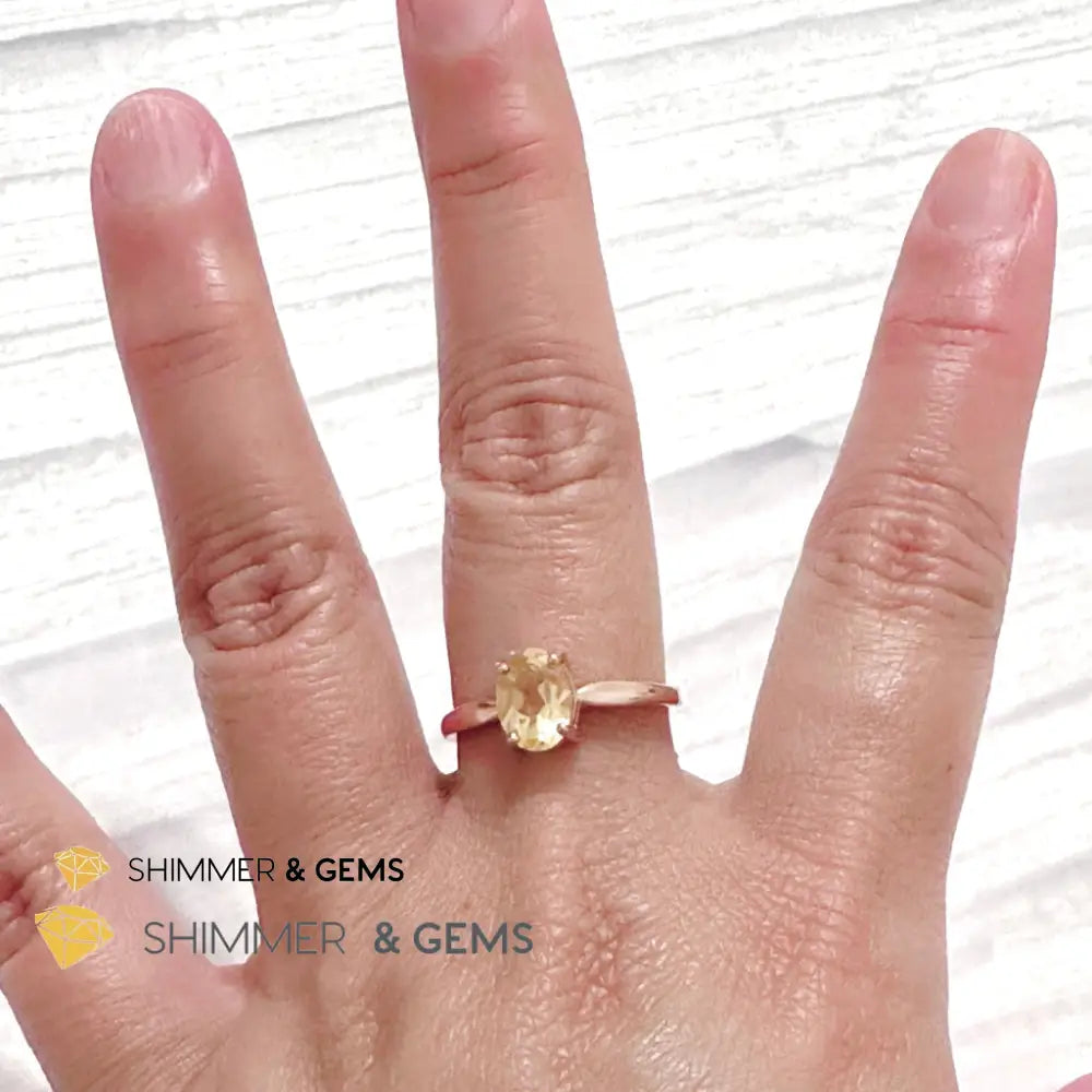 Citrine Oval 925 Silver Rings (Rose Gold)Adjustable Adjustable Ring (Per Piece) Rings