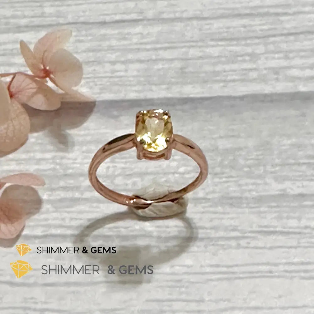 Citrine Oval 925 Silver Rings (Rose Gold)Adjustable Adjustable Ring (Per Piece) Rings