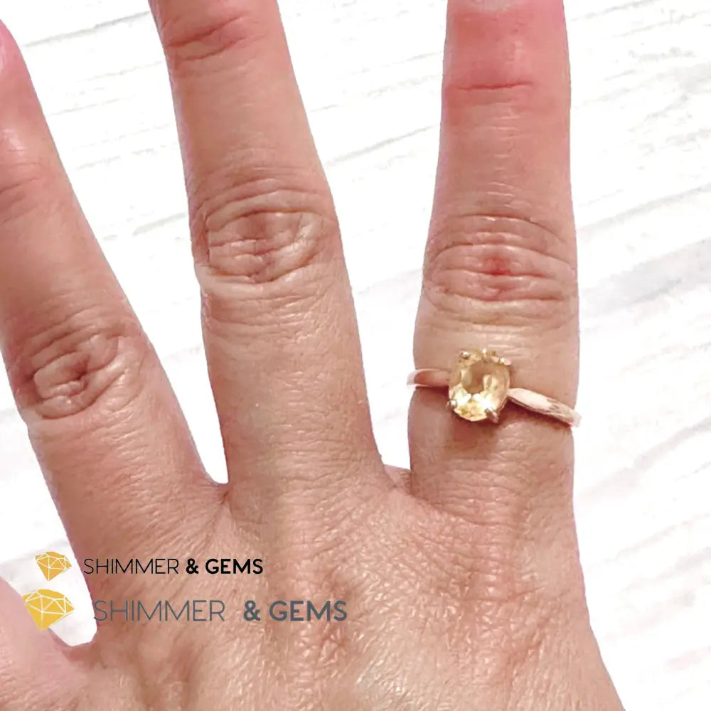 Citrine Oval 925 Silver Rings (Rose Gold)Adjustable Adjustable Ring (Per Piece) Rings
