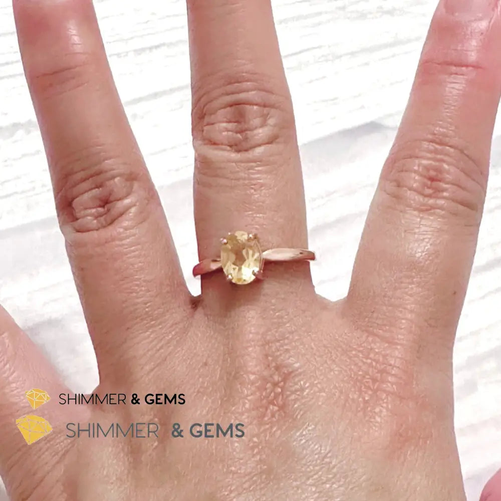 Citrine Oval 925 Silver Rings (Rose Gold)Adjustable Adjustable Ring (Per Piece) Rings