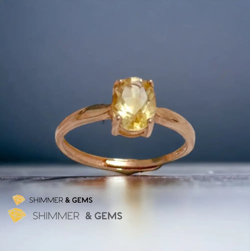 Citrine Oval 925 Silver Rings (Rose Gold)Adjustable Adjustable Ring (Per Piece) Rings