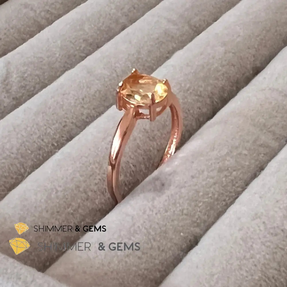 Citrine Oval 925 Rings (Rose Gold)Adjustable